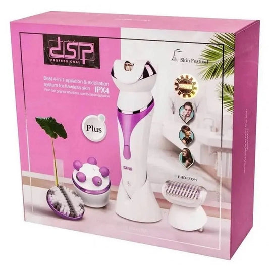 جهاز إزالة الشعر وتقشير البشرة 4 في 1 مقاوم للماء من DSP – DSP 4-in-1 Epilator & Exfoliation System