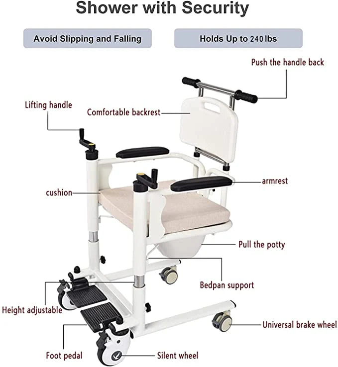 كرسى رفع ونقل كهربائى للاستخدام كتواليت وحمام كرسى نقل - Electric lifting and transfer chair for use in toilets and bathrooms, transfer chair