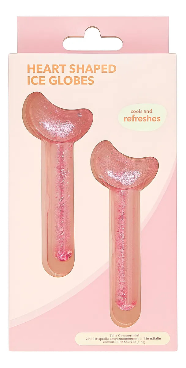 كرات ثلج للوجه على شكل قلب | Heart-Shaped Ice Globes for Facial Cooling & Massage