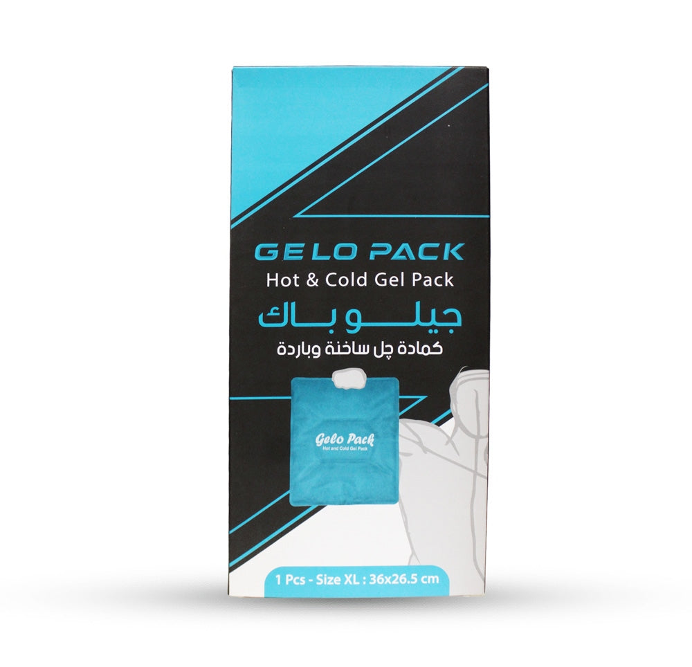عبوة جيلوباك للكمادات الساخنة والباردة. حجم كبير جدًا 36.5 × 26.5 سم، عبوة واحدة، للاستخدام على الظهر.