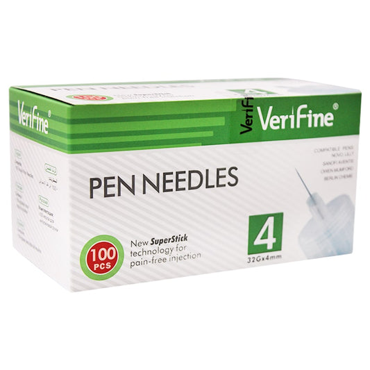 سنون انسولين ( VERIFINE ) ( قطعة 100 ) 32G 4 mm