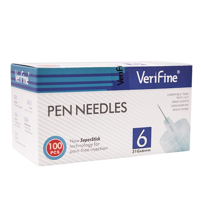 سنون انسولين ( VERIFINE ) قطعة 31G 6 mm – 100