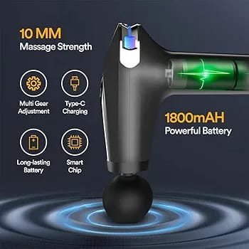 مسدس التدليك الاحترافي Fascial Gun Pro المزود بشاشة LED ذكية و4 رؤوس متخصصة للاستشفاء العضلي العميق.