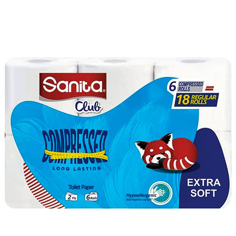 مناديل سانيتا كلوب - مضغوط | 6 لفات Sanita Club Toilet Paper - Compressed | 6 rolls