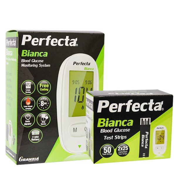PERFECTA BIANCA BLOOD GLUCOSE MONITORING SYSTEM + PERFECTA BIANCA STRIPS