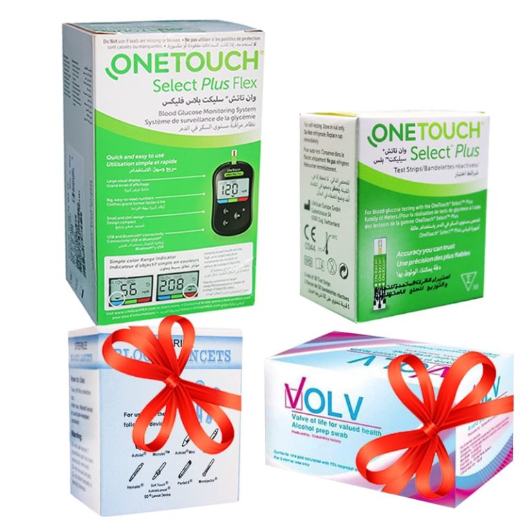 one touch select plus flex + one touch select plus strips + ( alcohol