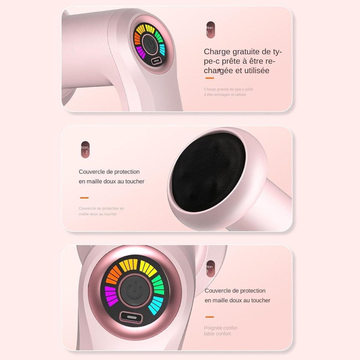 ⁦جهاز مساج كهربائي محمول بتقنية شياتسو مع رؤوس متعددة | Portable Electric Shiatsu Massage Gun with Multiple Heads⁩ - الصورة ⁦8⁩