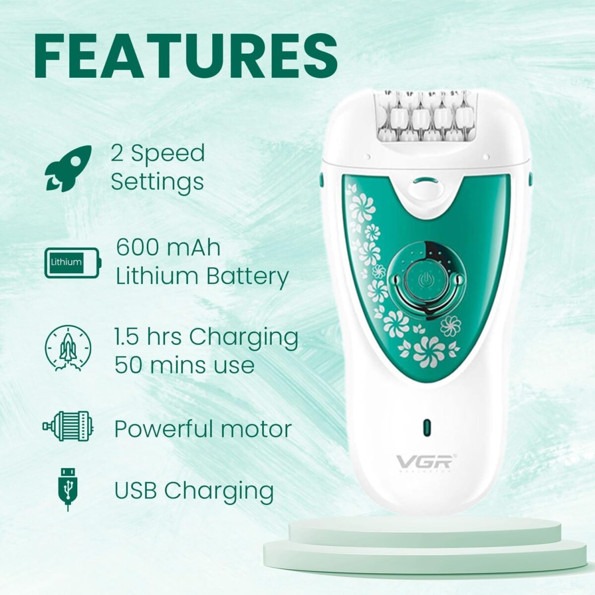 ماكينة إزالة الشعر الاحترافية 2 في 1 من VGR – V-722 | VGR V-722 2-in-1 Epilator - Image 7