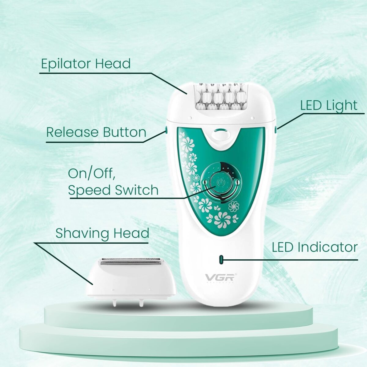 ماكينة إزالة الشعر الاحترافية 2 في 1 من VGR – V-722 | VGR V-722 2-in-1 Epilator - Image 4
