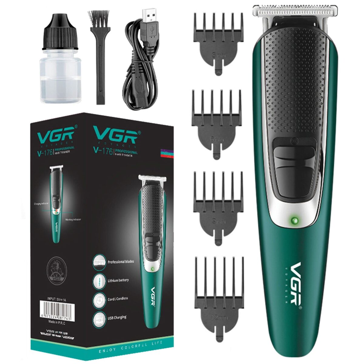​VGR V-176 Professional Hair Trimmer: 120-Minute Cordless Performance with High-Precision Stainless Steel Blades. - Image 2