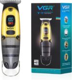 VGR V-981 Professional Hair Trimmer: Stainless Steel T-Blade, Digital LED Display, and 150-Minute Cordless Runtime.