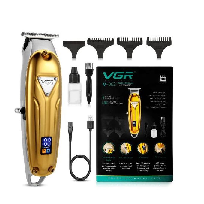 1 ماكينة VGR V-062 الاحترافية - شاشة LED وتشغيل 180 دقيقة | VGR V-062 Trimmer - LED Display & 180-Min Runtime - الصورة 1