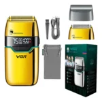 ماكينة حلاقة VGR V-350 الذهبية: محرك توربو 7500 RPM وحلاقة تنعيم احترافية | VGR V-350 Gold: Turbo 7500 RPM Motor & Professional Foil Shaver