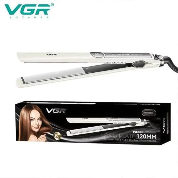 مكواة فرد الشعر VGR V-518 الاحترافية بصفائح سيراميك طويلة 120 ملم | VGR V-518 Professional Hair Straightener with 120mm Long Ceramic Plates