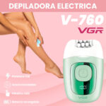 ماكينة إزالة الشعر النسائية VGR V-760 الاحترافية: نظام 18 ملقاط، سرعتان تيربو، بطارية ليثيوم وشاشة رقمية LED | VGR V-760 Professional Lady Epilator with 18 Tweezers System - Image 2