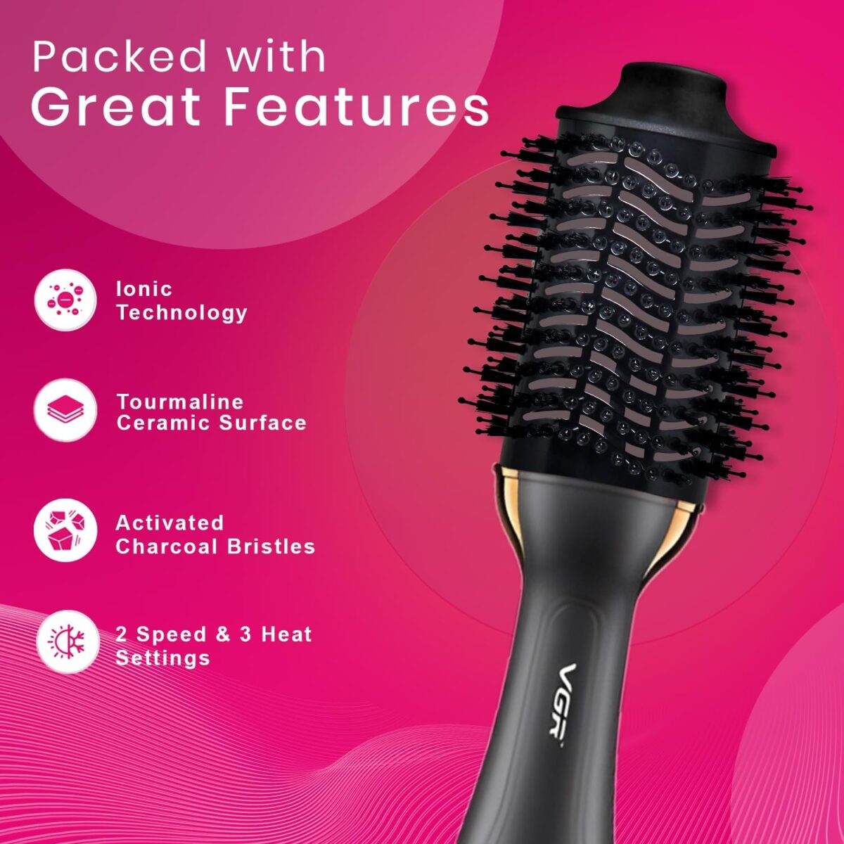 فرشاة ومصفف شعر VGR V-492 الاحترافية 2 في 1 بقوة 1000 واط | VGR V-492 Professional One-Step Hair Dryer & Styler (1000W) - Image 6