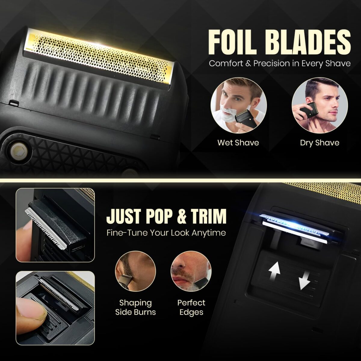 ⁦ماكينة حلاقة VGR V-353 الاحترافية بنظام الرقاقة (Foil) | VGR V-353 Professional Men's Foil Shaver & Super Trim⁩ - الصورة ⁦4⁩