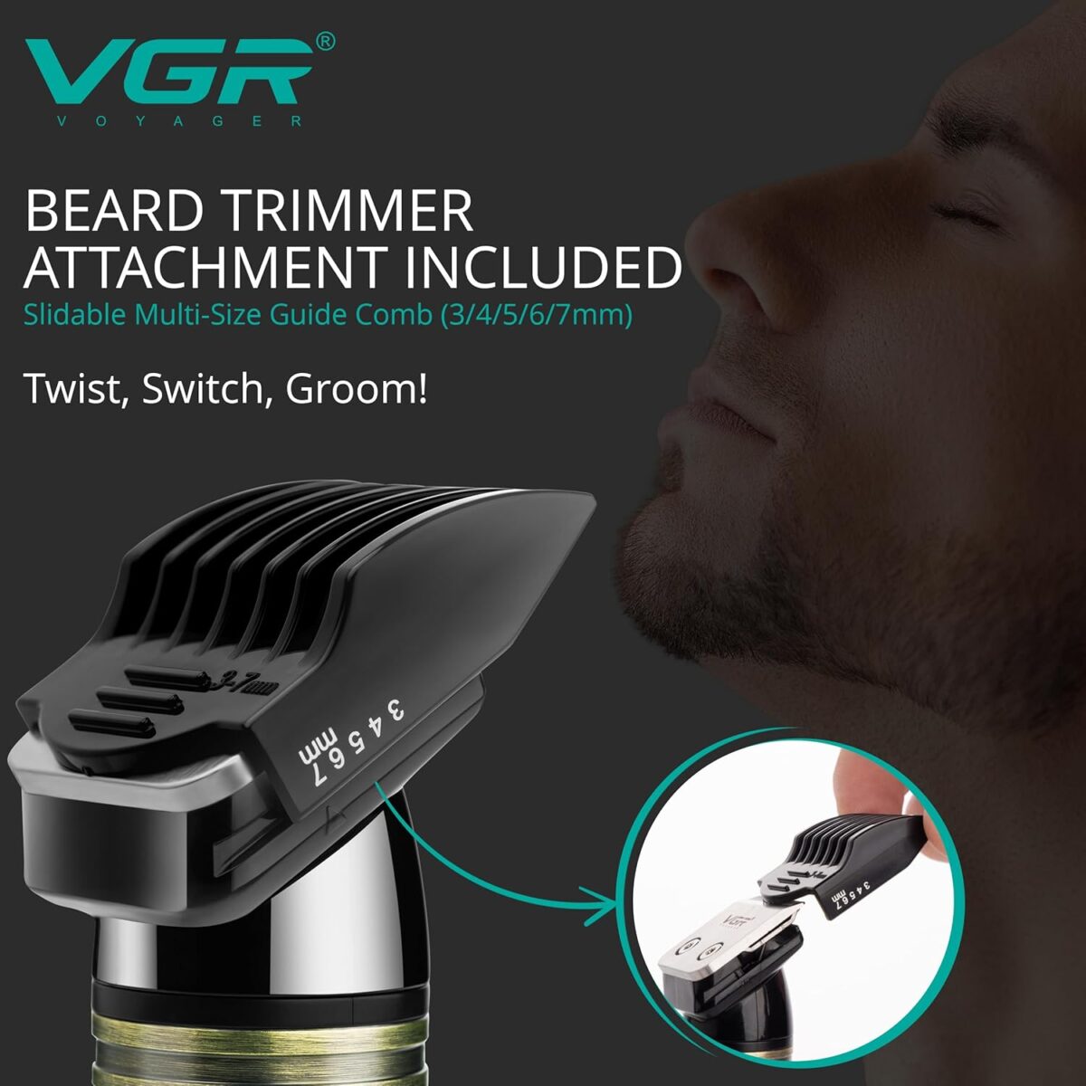 ماكينة حلاقة VGR V-620 الاحترافية (3 في 1): طقم متكامل لتشذيب الأنف، الأذن، وتحديد اللحية بتصميم كلاسيكي | VGR V-620 Professional 3-in-1 Nose & Hair Trimmer - Image 4