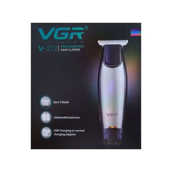 VGR V-212 Professional Cordless Hair Trimmer - Zero-Gap T-Blade Clipper with Dual Battery & USB Charging