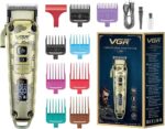 ماكينة حلاقة الشعر الاحترافية VGR V-005 بهيكل معدني، شفرات سيراميك وشاشة LED رقمية.