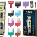 ماكينة حلاقة الشعر الاحترافية VGR V-005 بهيكل معدني، شفرات سيراميك وشاشة LED رقمية.