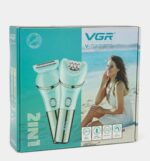 VGR V-753 Professional 2-in-1 Lady Epilator – LED Display, Rechargeable Lithium Battery & IPX7 Waterproof Design