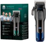 ماكينة قص الشعر الاحترافية VGR V-013 ببطارية 2000mAh وشاشة LED وشحن Type-C مع 8 أمشاط توجيه