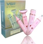 VGR V-761 Lady Shaver Set 4-in-1 – ماكينة حلاقة نسائية متعددة الاستخدامات بشحن USB ومقاومة للماء IPX5