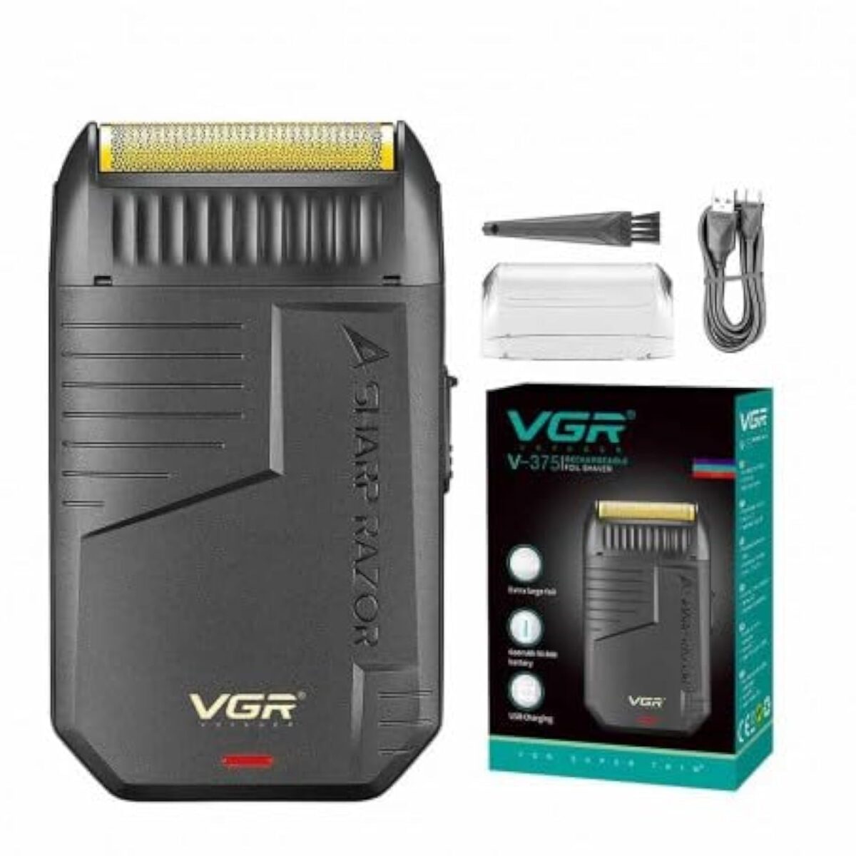 VGR V-375 Rechargeable Foil Shaver: Ultra-Smooth Precision with Pop-up Trimmer & USB Charging. - Image 2