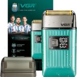 ماكينة حلاقة رجالية احترافية VGR V-357 بشاشتين فويل مرنتين، بطارية 1400mAh، مقاومة للماء IPX6 مع شاشة LED