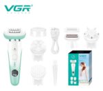 ماكينة العناية النسائية VGR V-750 الاحترافية 5 في 1: جهاز إزالة شعر متكامل، حلاقة، تنظيف البشرة، ومساج مع شاشة LED ذكية | VGR V-750 Professional 5-in-1 Lady Care Kit