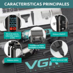 طقم الحلاقة الاحترافي VGR (V-600 & V-900): ماكينة حلاقة وتحديد بتصميم شفاف، شاشة LED، وأداء توربو فائق | VGR Professional Barber Combo V-600 & V-900: Transparent Design Hair Clipper & Trimmer Set - Image 2