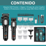 طقم الحلاقة الاحترافي VGR (V-600 & V-900): ماكينة حلاقة وتحديد بتصميم شفاف، شاشة LED، وأداء توربو فائق | VGR Professional Barber Combo V-600 & V-900: Transparent Design Hair Clipper & Trimmer Set - Image 3