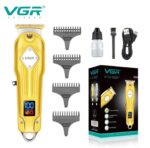 ماكينة VGR V-261 الاحترافية - تصميم ذهبي وشاشة LED وشحن USB | VGR V-261 Golden Trimmer - LED Display & USB Charging