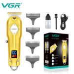 ماكينة VGR V-261 الاحترافية - تصميم ذهبي وشاشة LED وشحن USB | VGR V-261 Golden Trimmer - LED Display & USB Charging