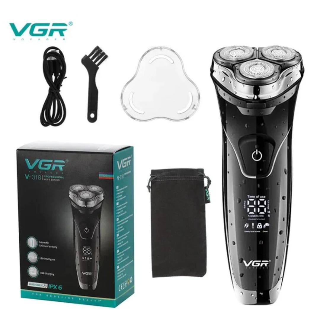 رررر ماكينة حلاقة الرجال VGR V-318 الاحترافية المقاومة للماء (IPX6) مع شاشة LED ذكية | VGR V-318 Professional Men's Shaver - IPX6 Waterproof with Intelligent LED Display - الصورة 1